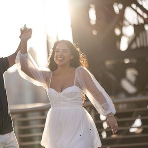 Elegant White Dress - LIKE NEW (Size S / AU 8